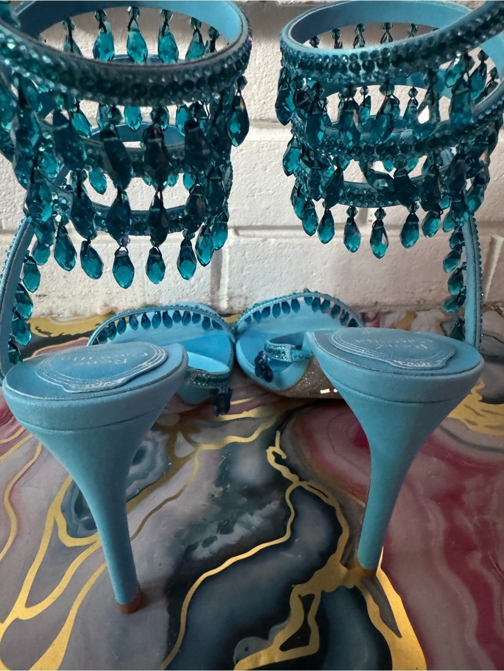 Rene Caovilla Chandlier Aquamarine Sandal - Picture 7 of 12